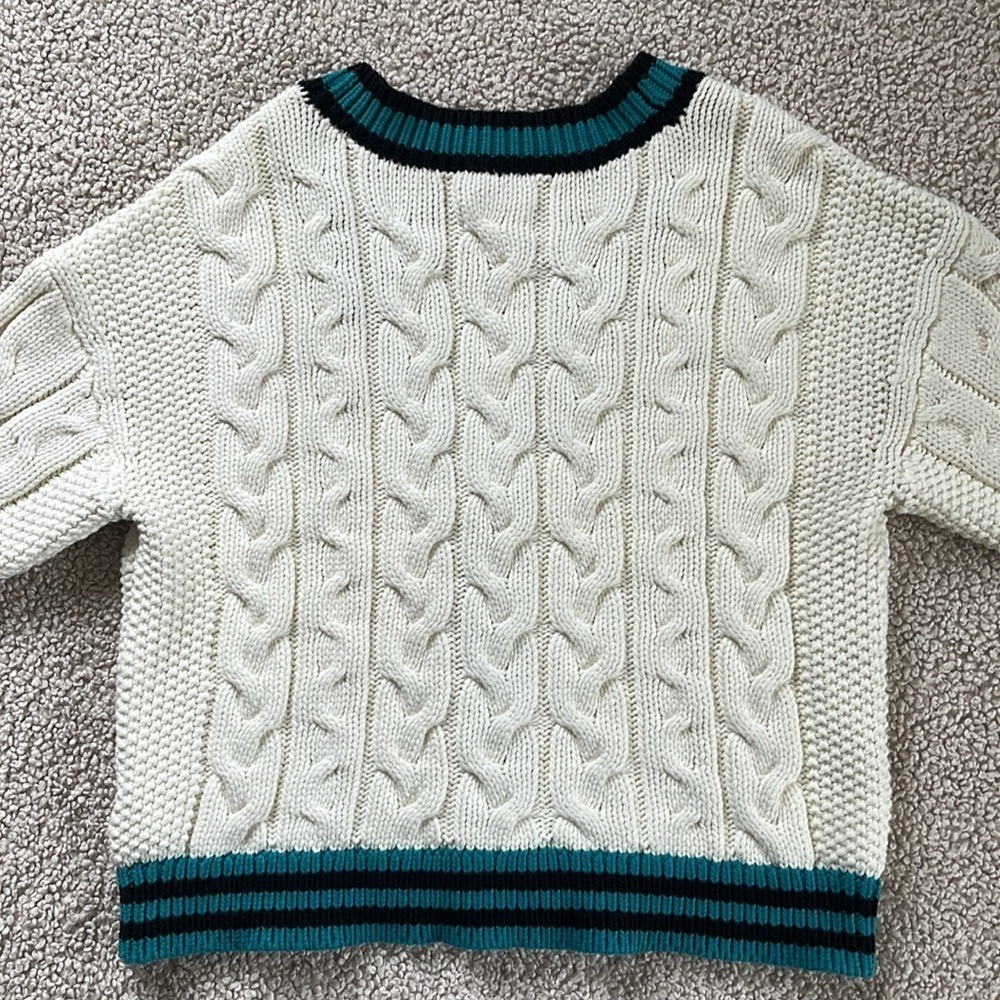 MAEVE Varsity Cable Knit Cardigan Sweater NWOT Size Medium - Picture 12 of 14